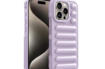 Amazon Brand – Solimo High Protection Capsule Design Back Cover for Apple iPhone 15 Pro Max – Lilac Purple