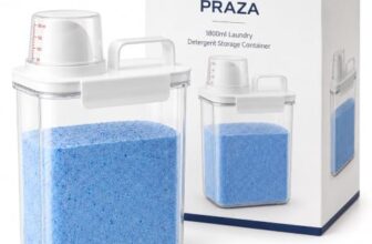 PRAZA Laundry Detergent Storage Container 1800 ML with Measuring Cup Lid, Airtight Washing Powder Storage Box, Clear Plastic Organizer for Laundry Powder, Pods, Beads, Bathroom & Laundry Room