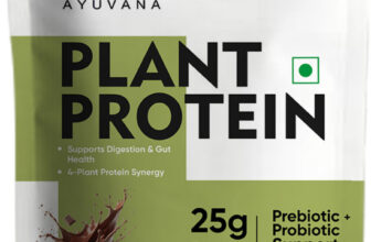Ayuvana Plant Protein Powder with Prebiotics & Probiotics Plant-Based Protein(500 g, Belgian Chocolate)
