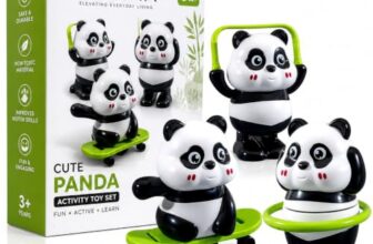 Spinning Panda Tumbler Toy with Balance Activities, Cute Kids’ Play Toy Featuring Hula Hoop, Skateboard and Jump Rope Modes for Toddlers