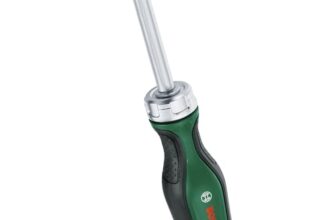 BOSCH Ratchet Screwdriver | Smooth Ratchet Mechanism for Continuous Rotation | 12 Interchangeable Bits in Magazine | Ergonomic Non-Slip Handle for Comfort | Quick Bit Storage for Easy Access